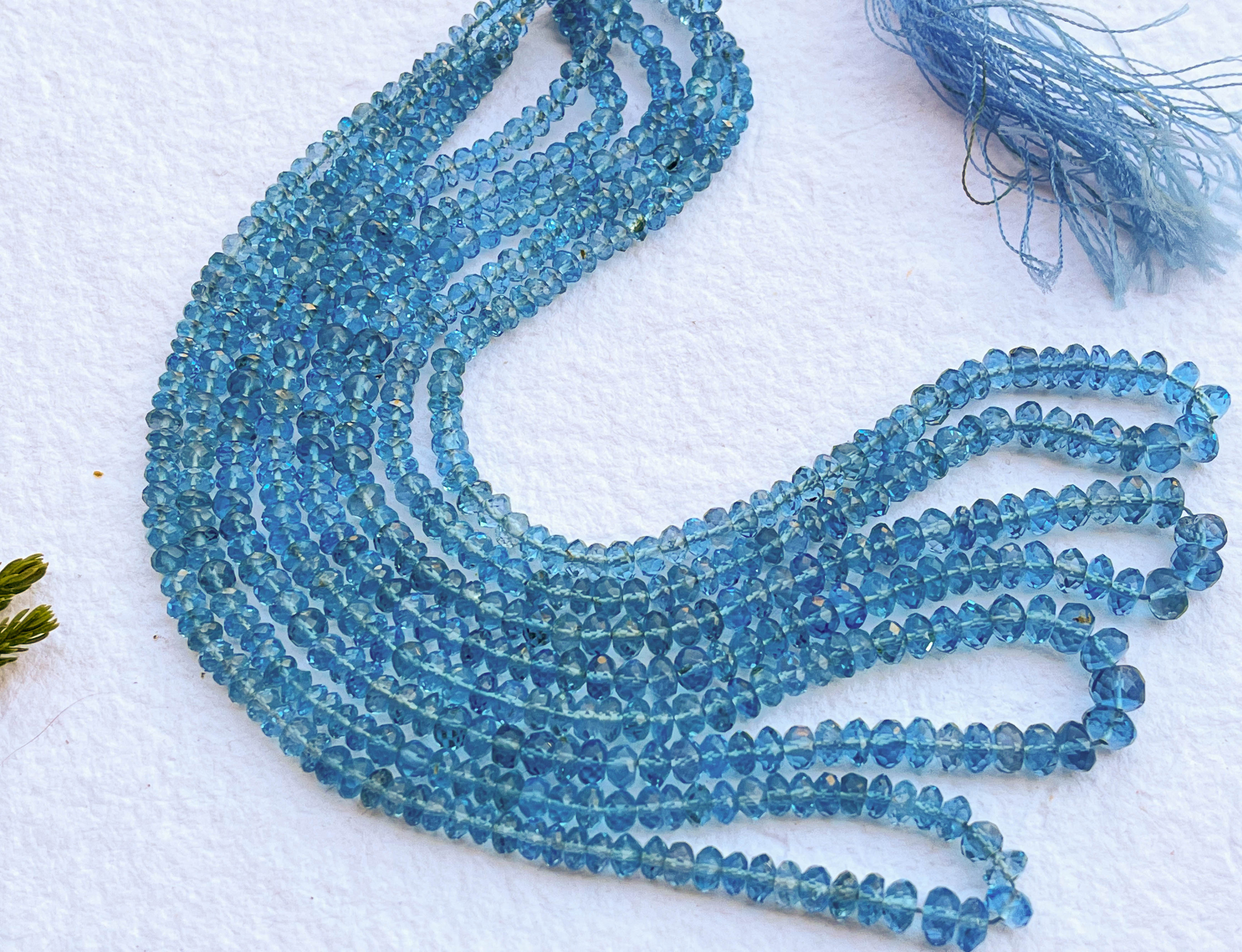 Swiss Blue Topaz Rondelle Shape Faceted Beads Beadsforyourjewelry