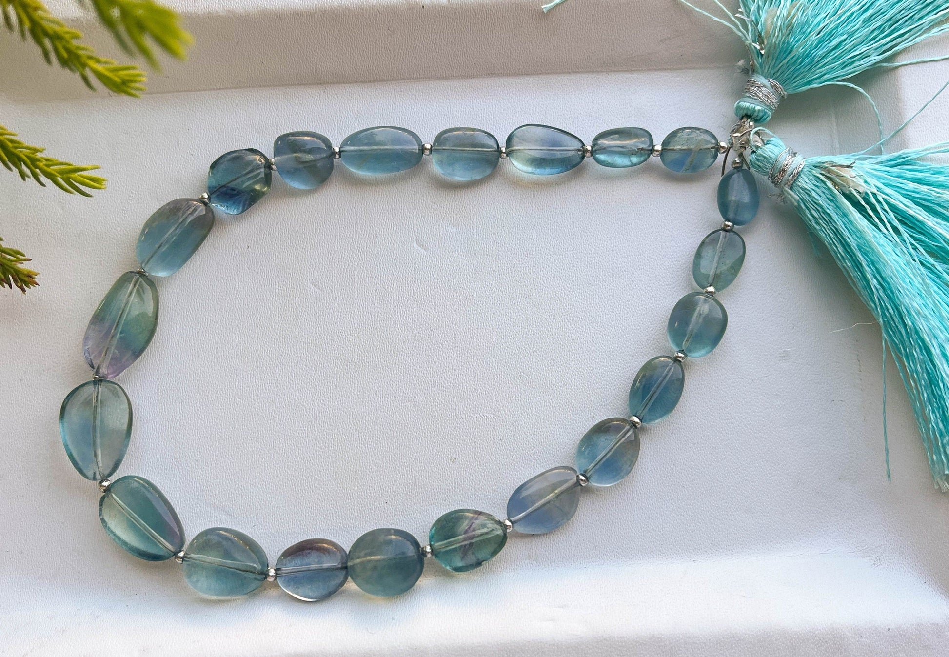 Teal Blue Fluorite Smooth Tumble Beads, Natural Fluorite Gemstone Beads, Fluorite Beads, 9 inch, 21 Pieces, Beadsforyourjewellery BFYJ74-3 Beadsforyourjewelry
