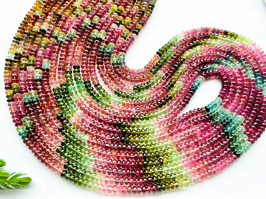 Top Quality Multi Tourmaline Smooth Rondelle Beads, Multi Tourmaline Beads, AAA Tourmaline Smooth Beads, Natural Tourmaline Beads, 4.50mm Beadsforyourjewelry