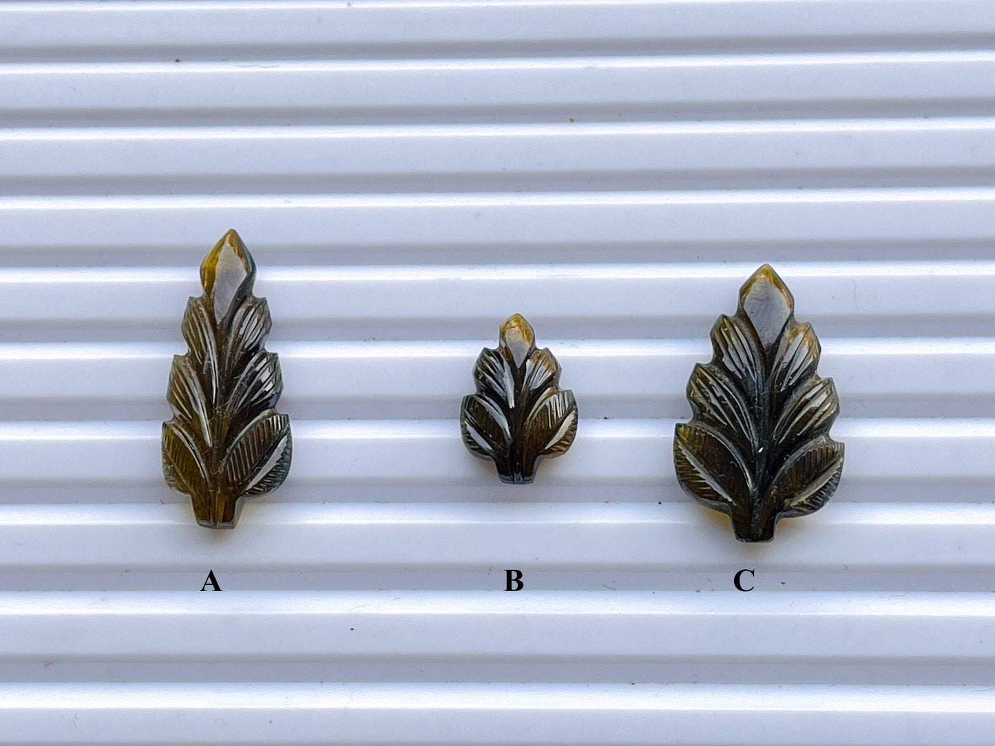 Tourmaline Carvings  Leaf Set 28 Beadsforyourjewelry