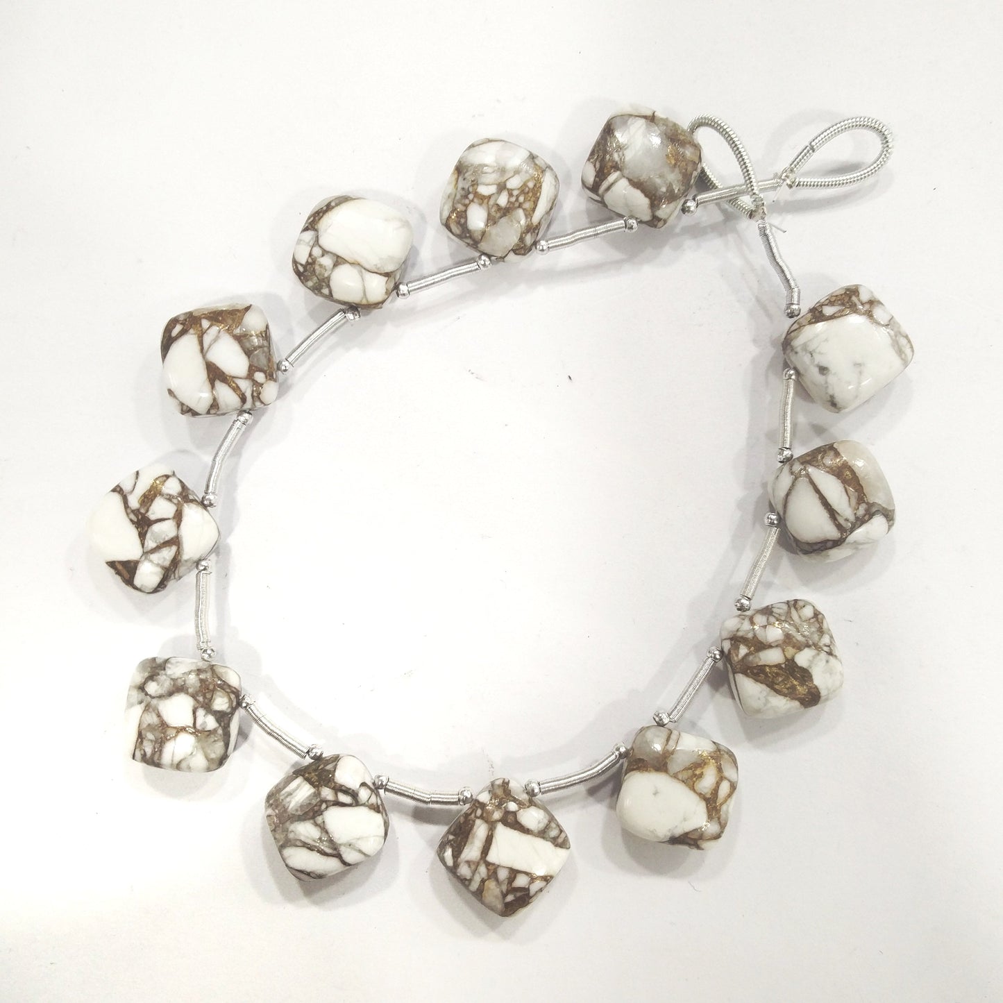 White Composite Gemstone Cushion Shape Beads Beadsforyourjewelry