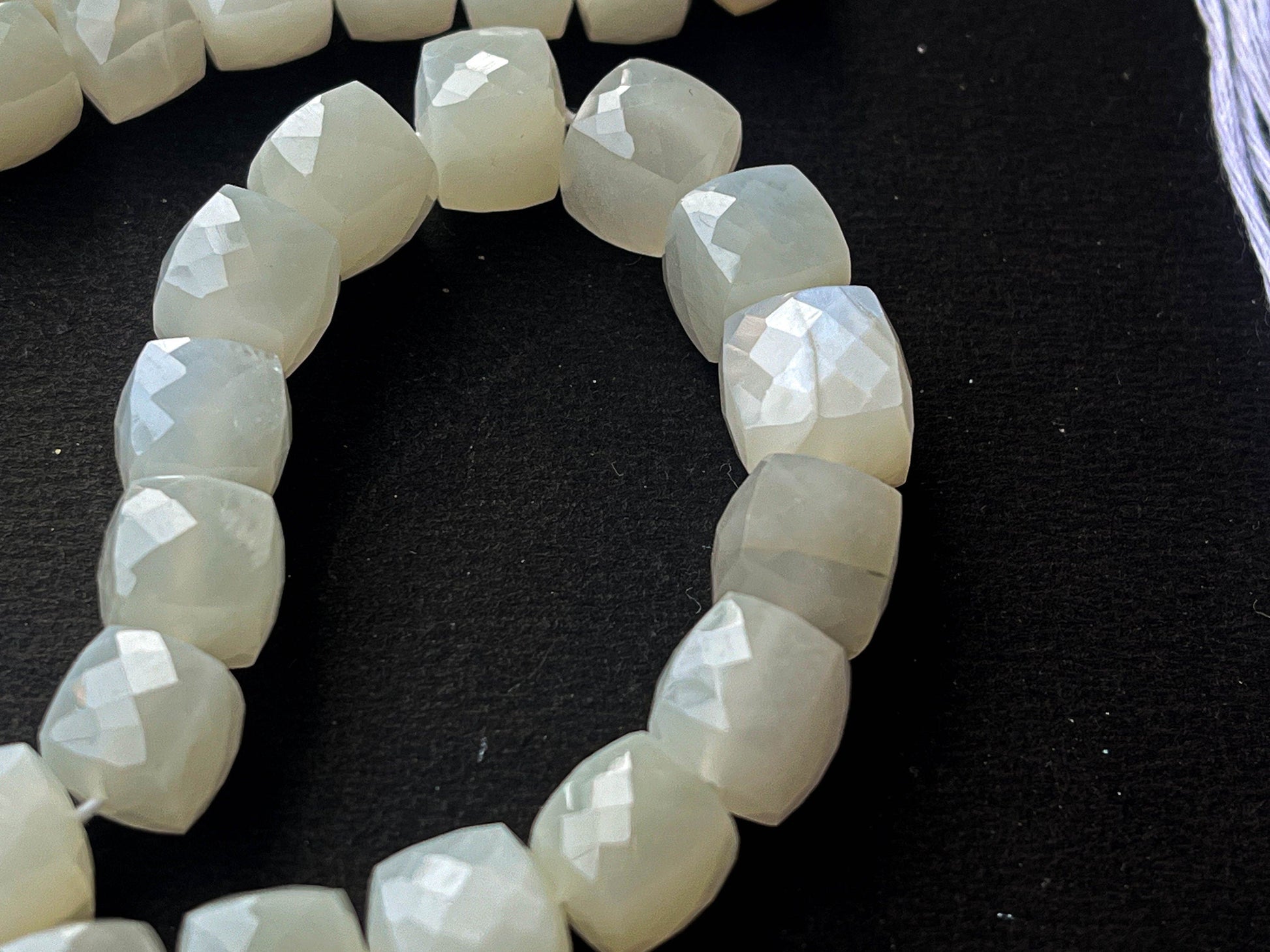 White Moonstone Cube shape faceted beads Beadsforyourjewelry