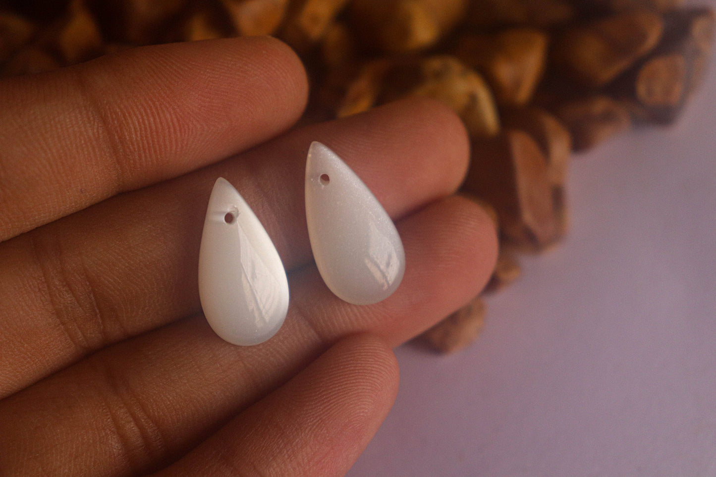 White Moonstone Pear Shape Matching Pair Briolette | 10x20mm | Hand Polished Natural Moonstone | Beadsforyourjewellery Beadsforyourjewelry