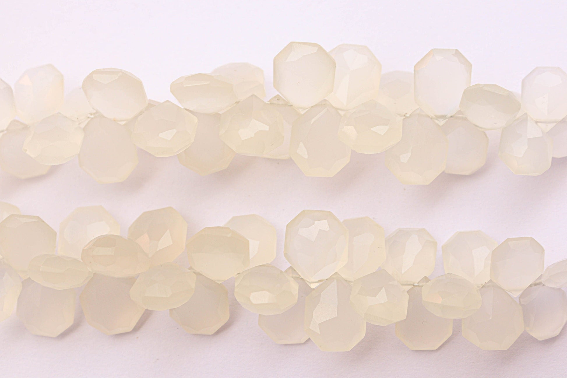 White Onyx Faceted Tumble Shape Drops | 9x11mm to 11x13mm | 30 Pieces | Natural Gemstone for Jewelry | Beads for jewelry | Beadsforyourjewelry