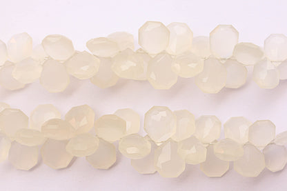 White Onyx Faceted Tumble Shape Drops | 9x11mm to 11x13mm | 30 Pieces | Natural Gemstone for Jewelry | Beads for jewelry | Beadsforyourjewelry