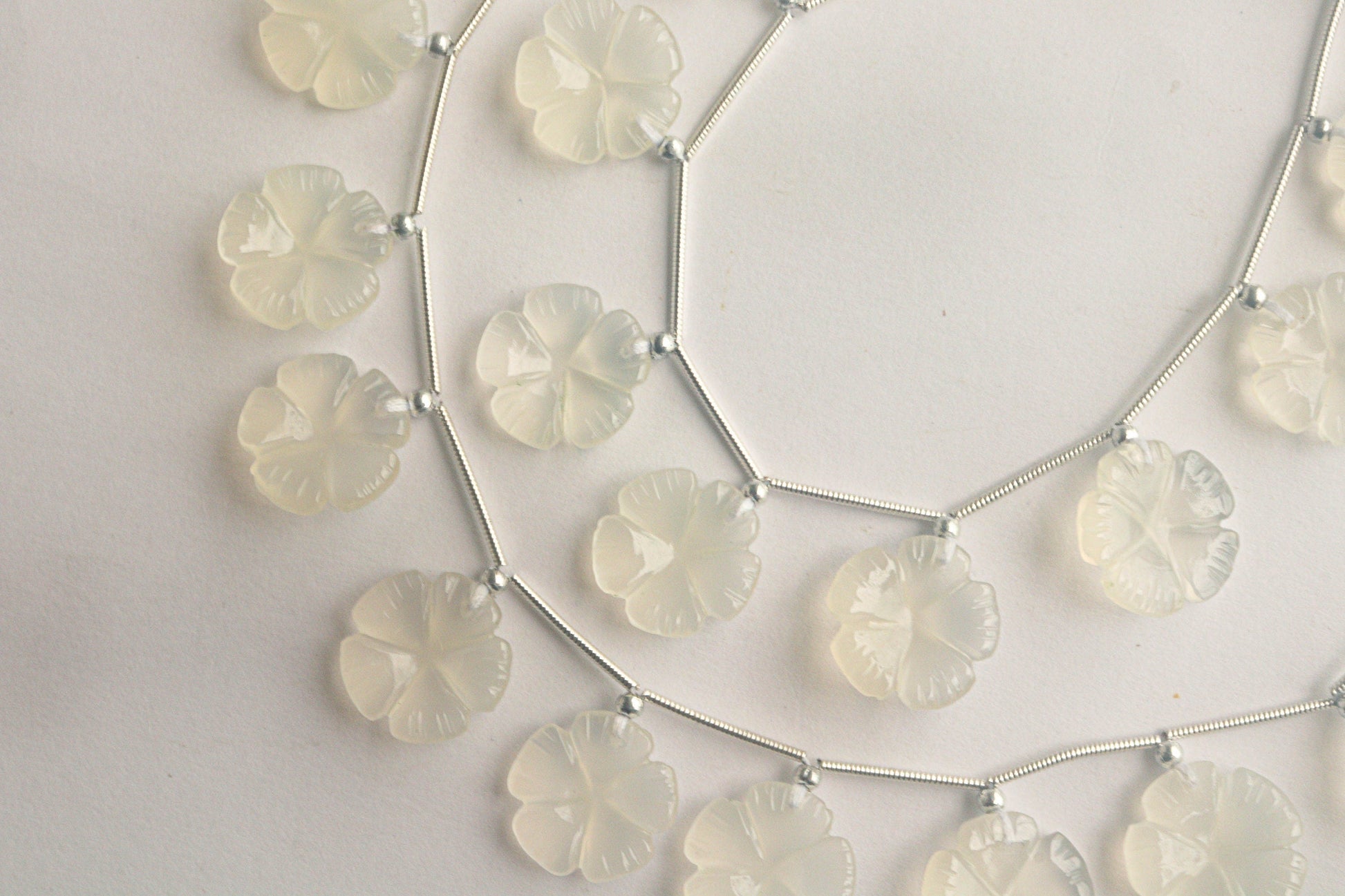 White Onyx Flower Carving  Beads Beadsforyourjewelry