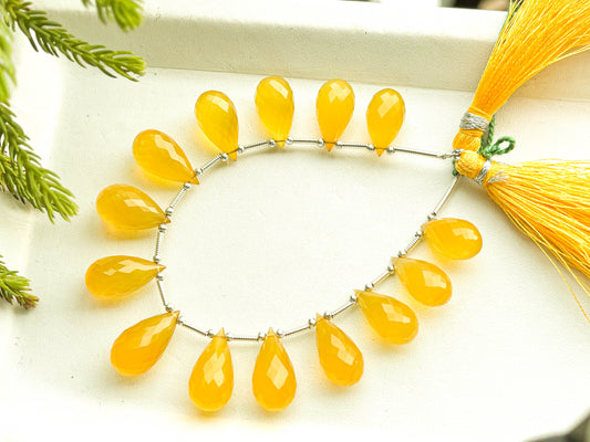 Yellow Onyx Faceted Drops, 14 Pieces | 8x14mm to 9x16mm Beadsforyourjewelry