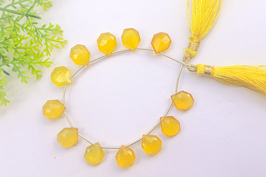 Yellow Onyx Faceted Tumble Shape Drops | 10x13mm to 11x13mm | 12 Pieces | Natural Gemstone for Jewelry | Beads for jewelry | Beadsforyourjewelry
