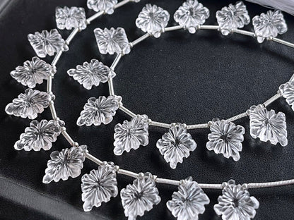 Crystal Quartz Lozenge shape carved beads