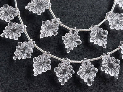 Crystal Quartz Lozenge shape carved beads