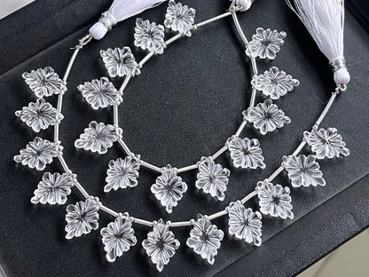 Crystal Quartz Lozenge shape carved beads