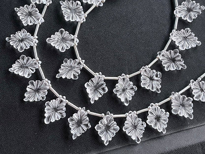 Crystal Quartz Lozenge shape carved beads