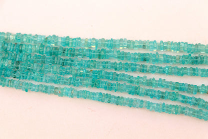 Blue Apatite Beads Smooth Square shape Heishi beads, 4mm, 110 Pieces Approx,  Apatite Gemstone beads for Jewelry making