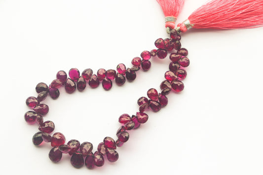 Natural Rubellite Tourmaline Faceted Briolette Beads