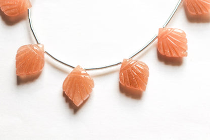 Peach Moonstone Carved Briolette Beads