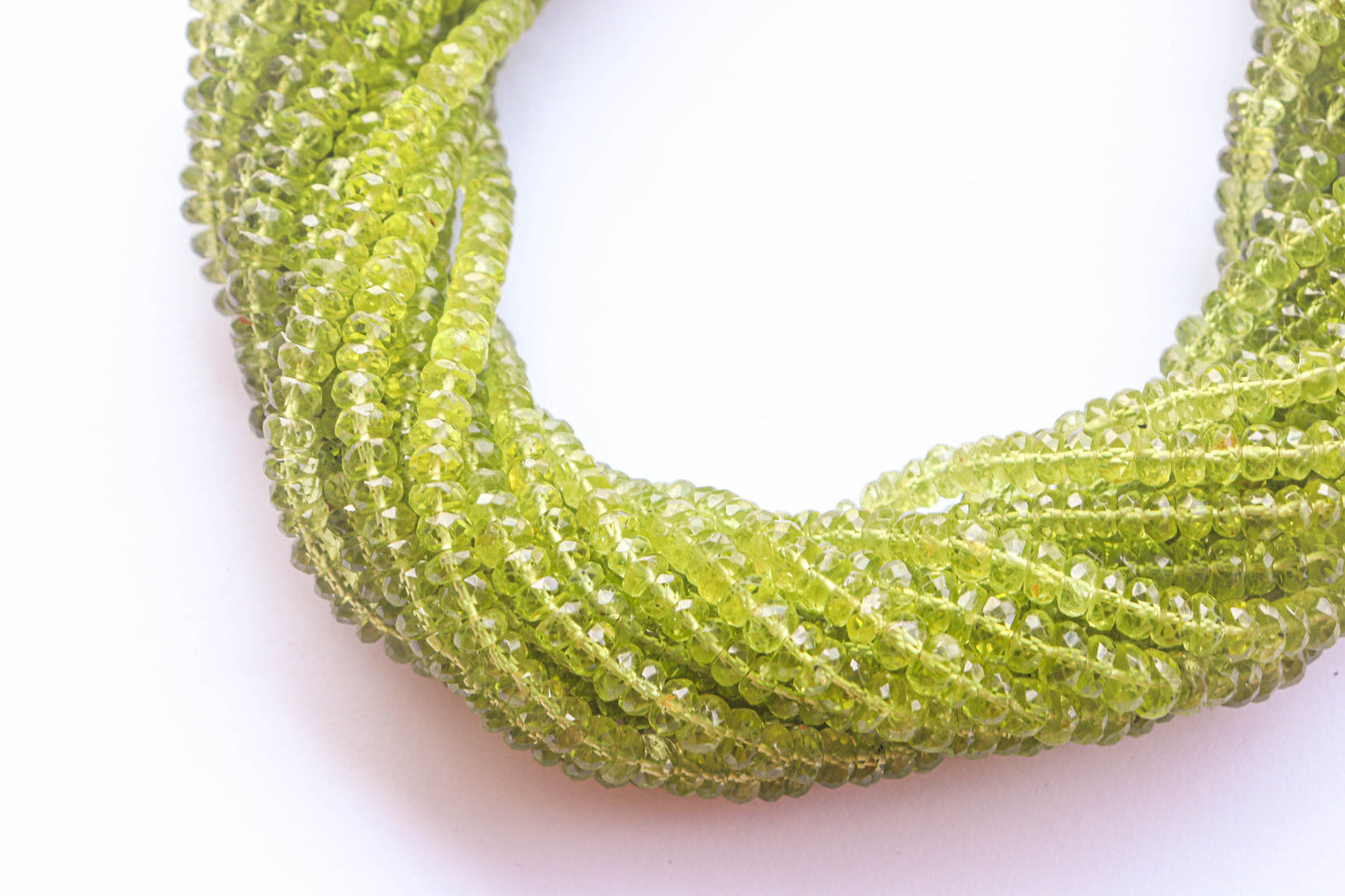 Peridot faceted rondelle beads
