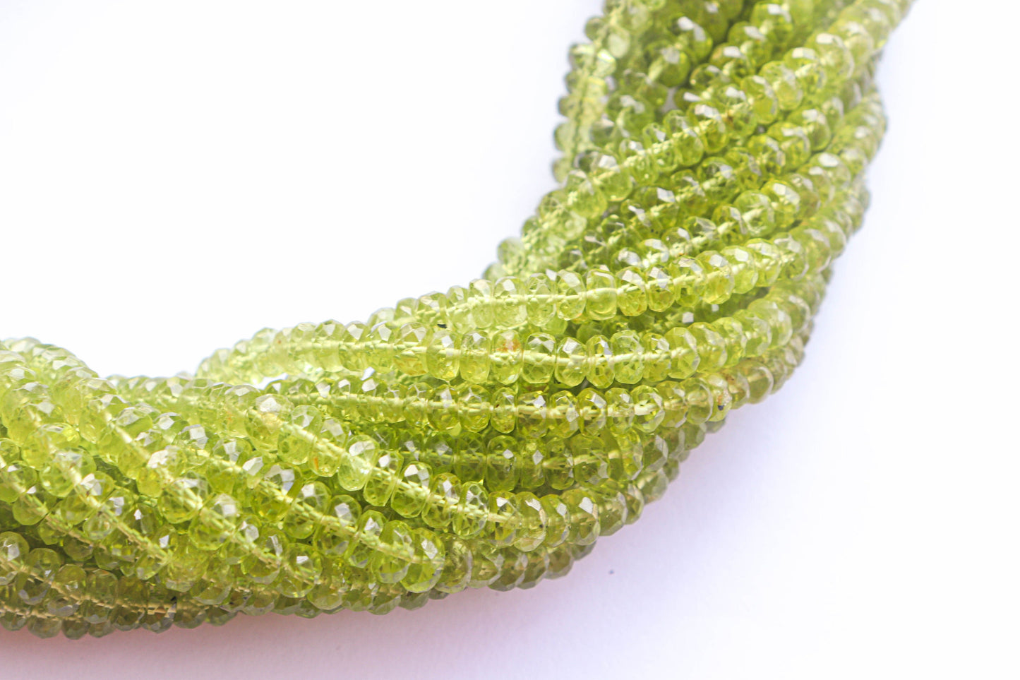 Peridot faceted rondelle beads