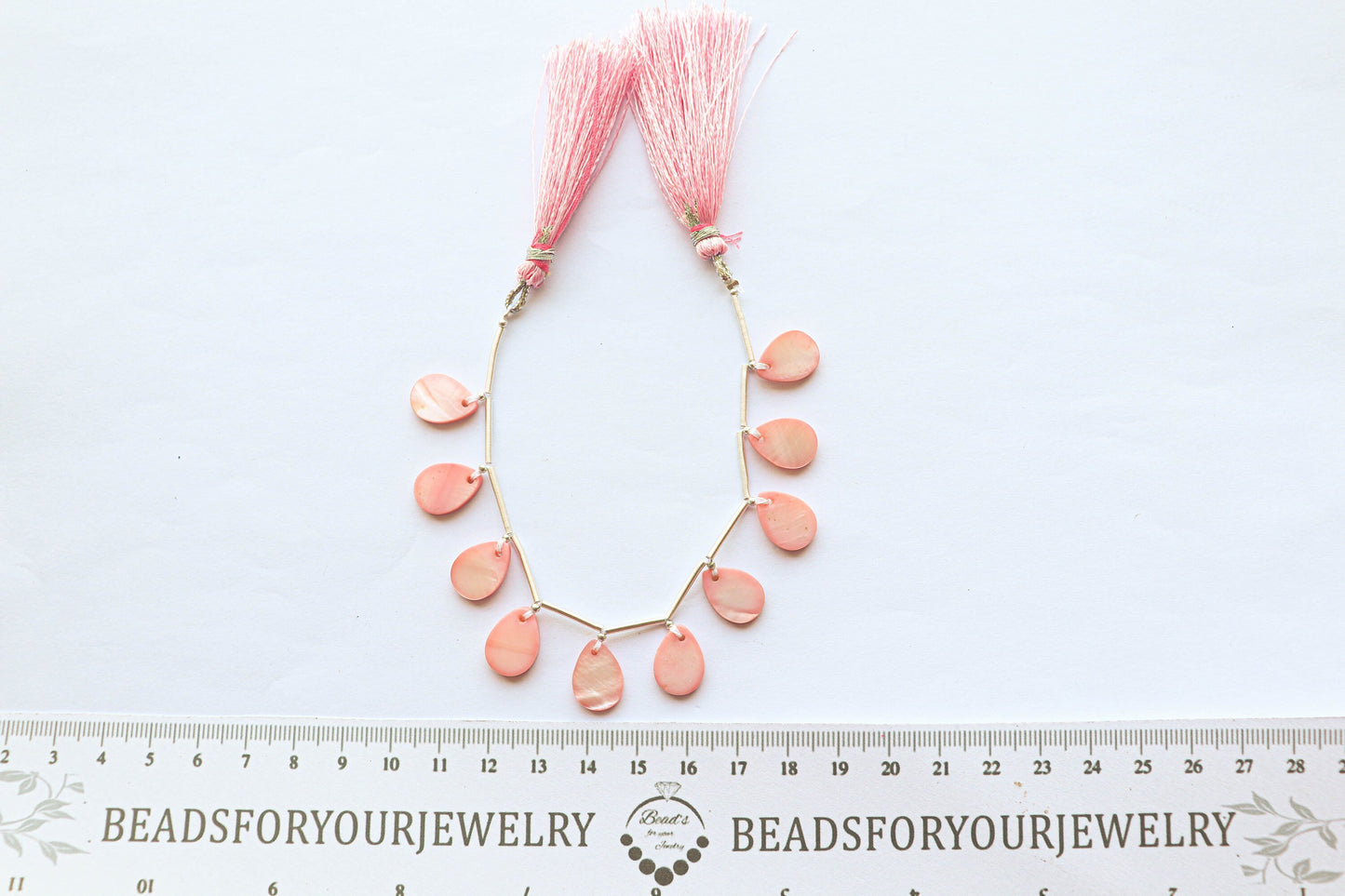 Pink Mother of Pearl Pear Shape, 10x14mm, 10 Pieces, 6 Inches, Beadsforyourjewellery