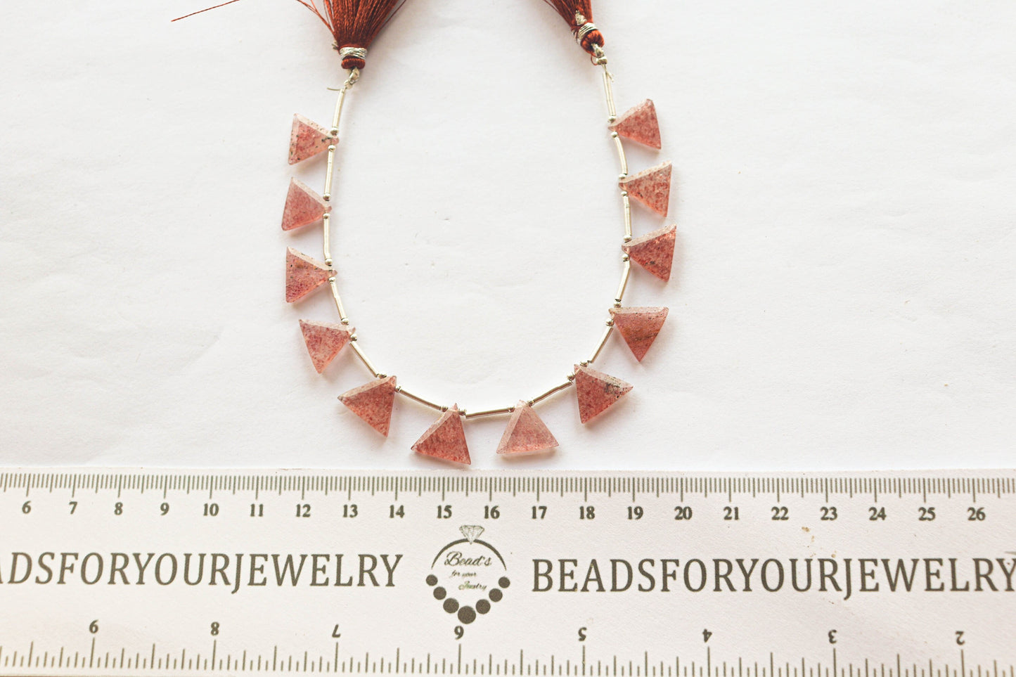 Pink Strawberry Quartz Triangle Shape Faceted Beads, 13x13mm,  12 Pieces, Natural Strawberry Quartz, Beadsforyourjewellery