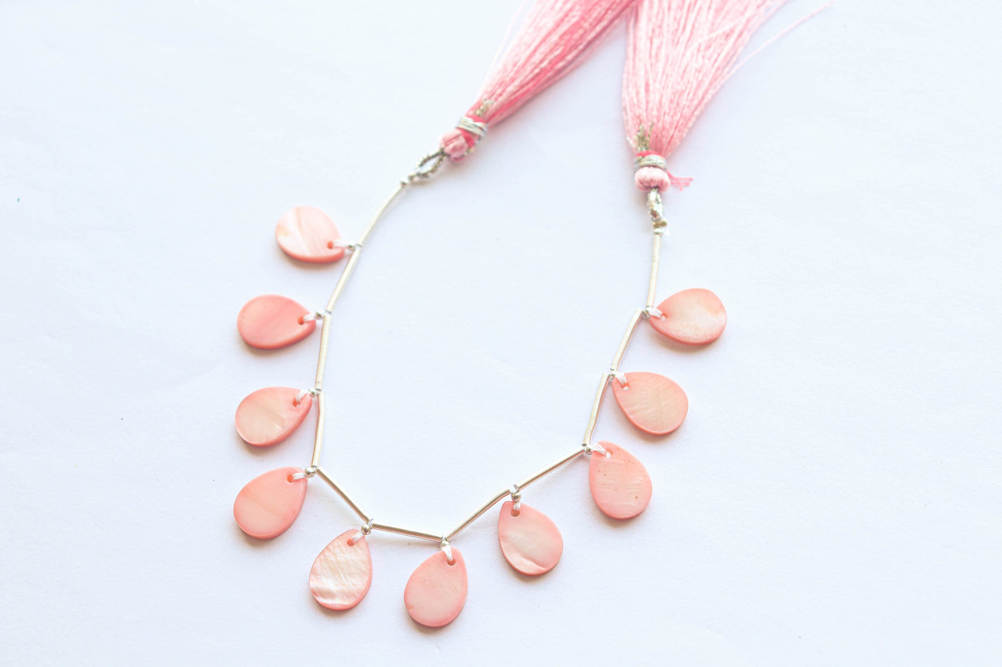 Pink Mother of Pearl Pear Shape, 10x14mm, 10 Pieces, 6 Inches, Beadsforyourjewellery