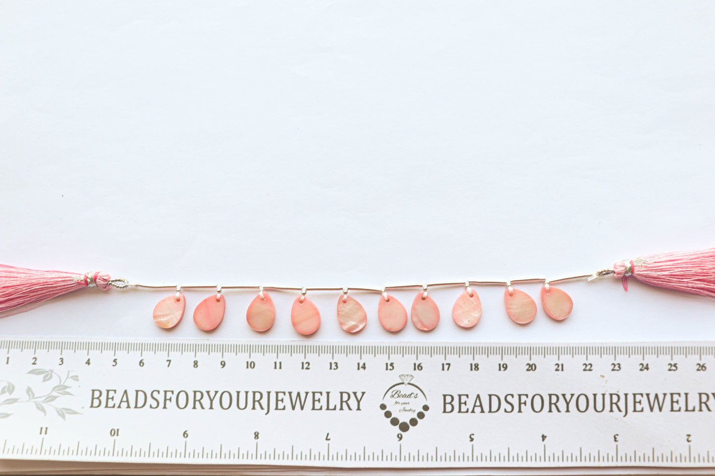 Pink Mother of Pearl Pear Shape, 10x14mm, 10 Pieces, 6 Inches, Beadsforyourjewellery