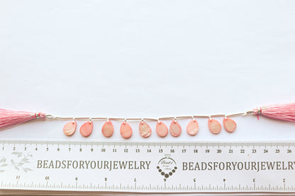 Pink Mother of Pearl Pear Shape, 10x14mm, 10 Pieces, 6 Inches, Beadsforyourjewellery