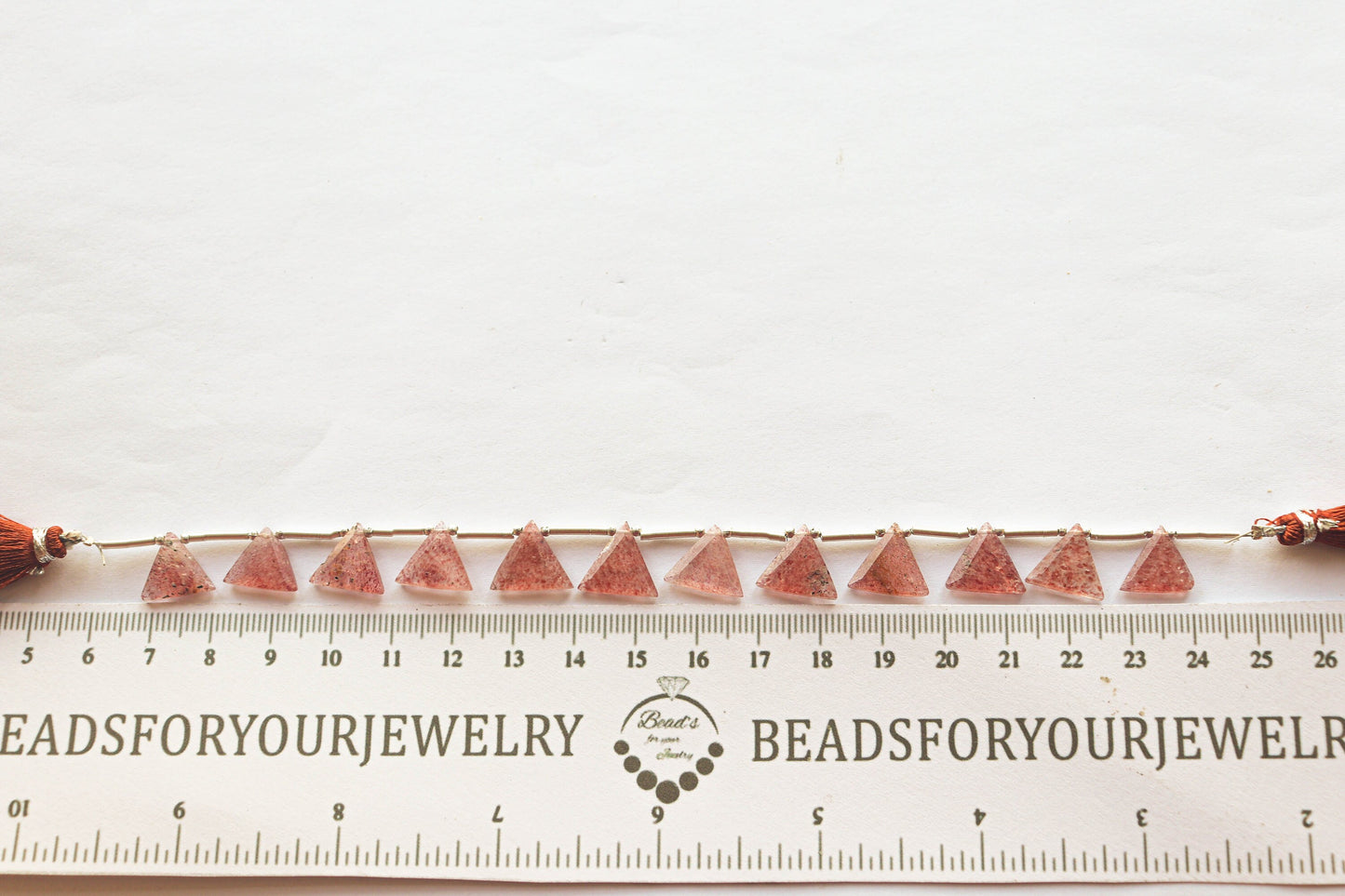 Pink Strawberry Quartz Triangle Shape Faceted Beads, 13x13mm,  12 Pieces, Natural Strawberry Quartz, Beadsforyourjewellery