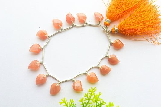 Peach Moonstone Fancy Shape Faceted Beads, 9X11mm, 14 Pieces, Natural Gemstone, Beadsforyourjewellery