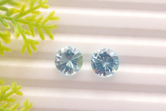 Natural Blue Topaz Concave Cut Round Shape, 8x8mm, 2 Pieces, November Birthstone, Natural Gemstone, Loose Stone