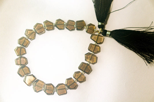 Smoky Quartz Fancy Crown Cut Beads, 11x12mm, 21 Pieces, 8 Inch String, Natural Gemstone Beads, Beadsforyourjewellery