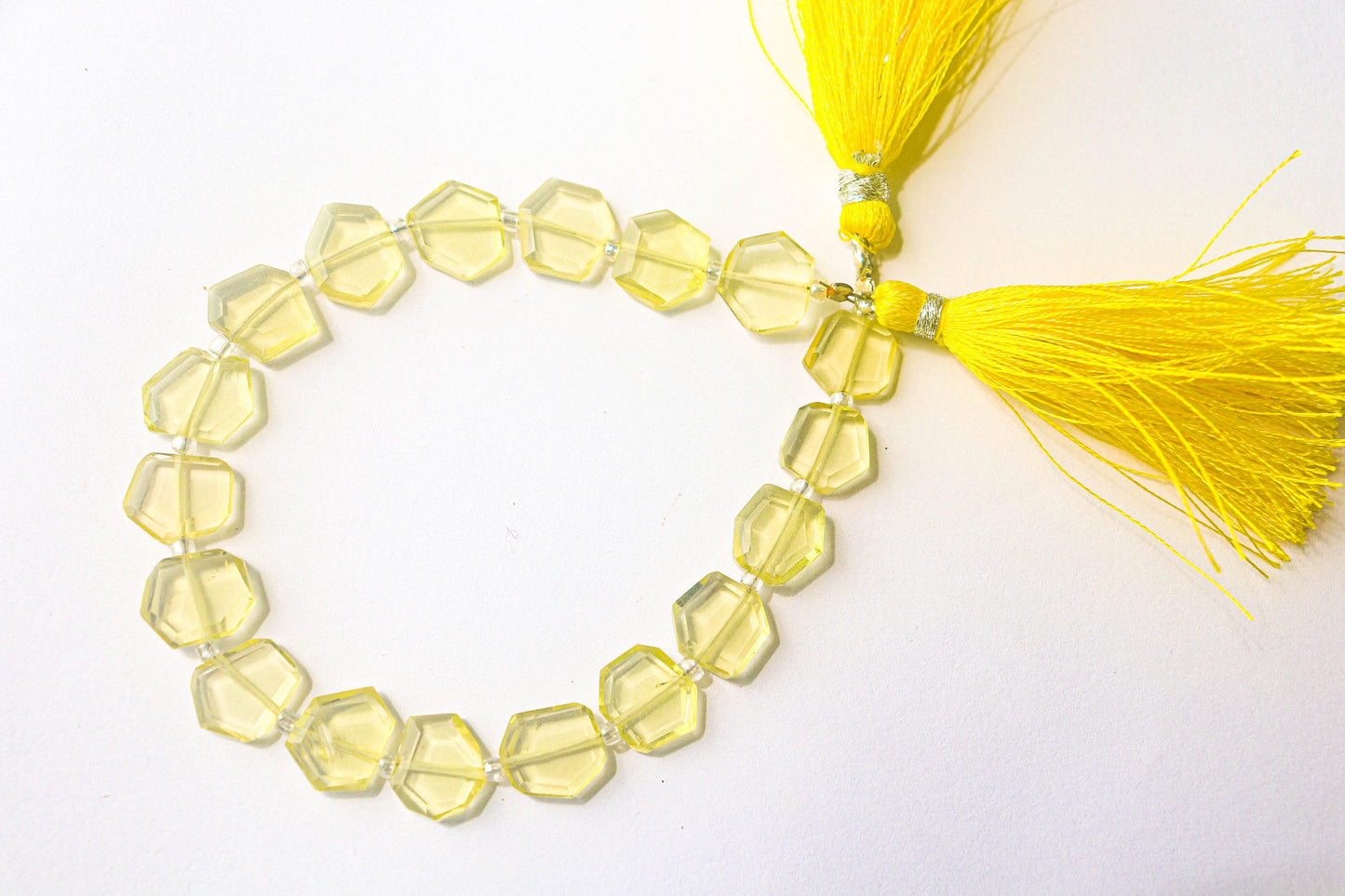 Lemon Quartz Fancy Crown Cut Beads, 9x10mm to 10x12mm, 18 Pieces, 8 Inch String, Natural Gemstone Beads, Beadsforyourjewellery