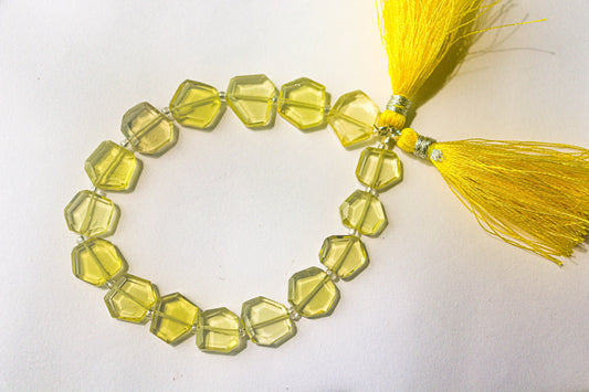 Lemon Quartz Fancy Crown Cut Beads, 10x12mm, 16 Pieces, 8 Inch String, Natural Gemstone Beads, Beadsforyourjewellery