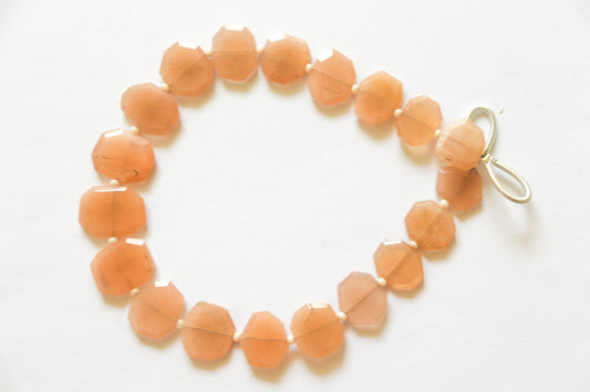19 Pieces PEACH MOONSTONE Beads Fancy Crown Cut, Natural Peach Moonstone Beads, Peach Moonstone Briolette, 9x11mm to 11x14mm, 8 Inch