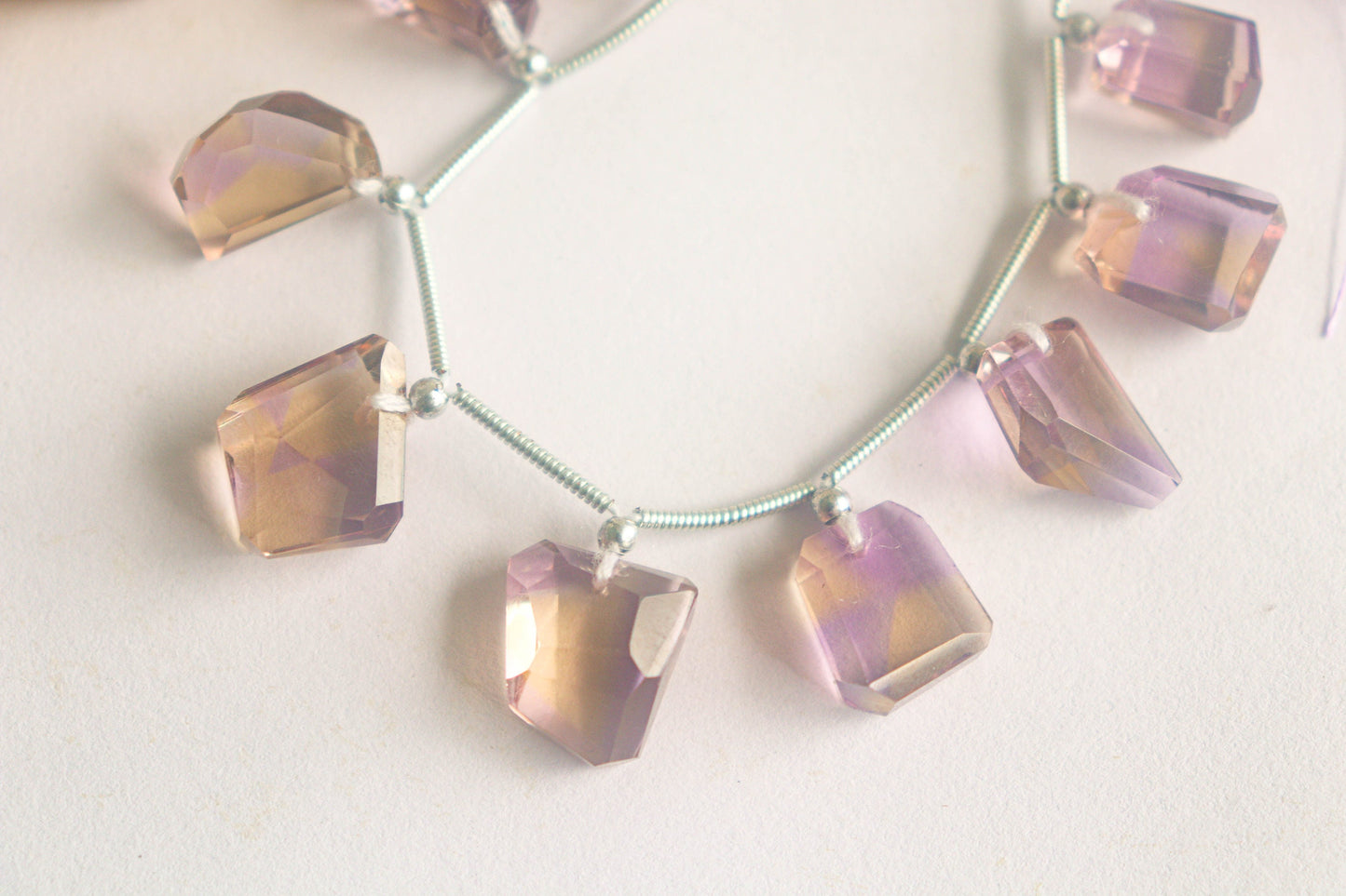 Ametrine Briolette Beads Faceted Uneven Tumble Shape
