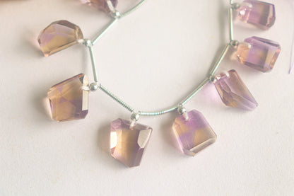Ametrine Briolette Beads Faceted Uneven Tumble Shape