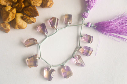 Ametrine Briolette Beads Faceted Uneven Tumble Shape