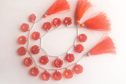 Orange Onyx Flower Carving Beads