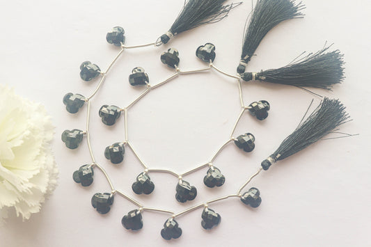 Black Spinel Flower shape Faceted Beads