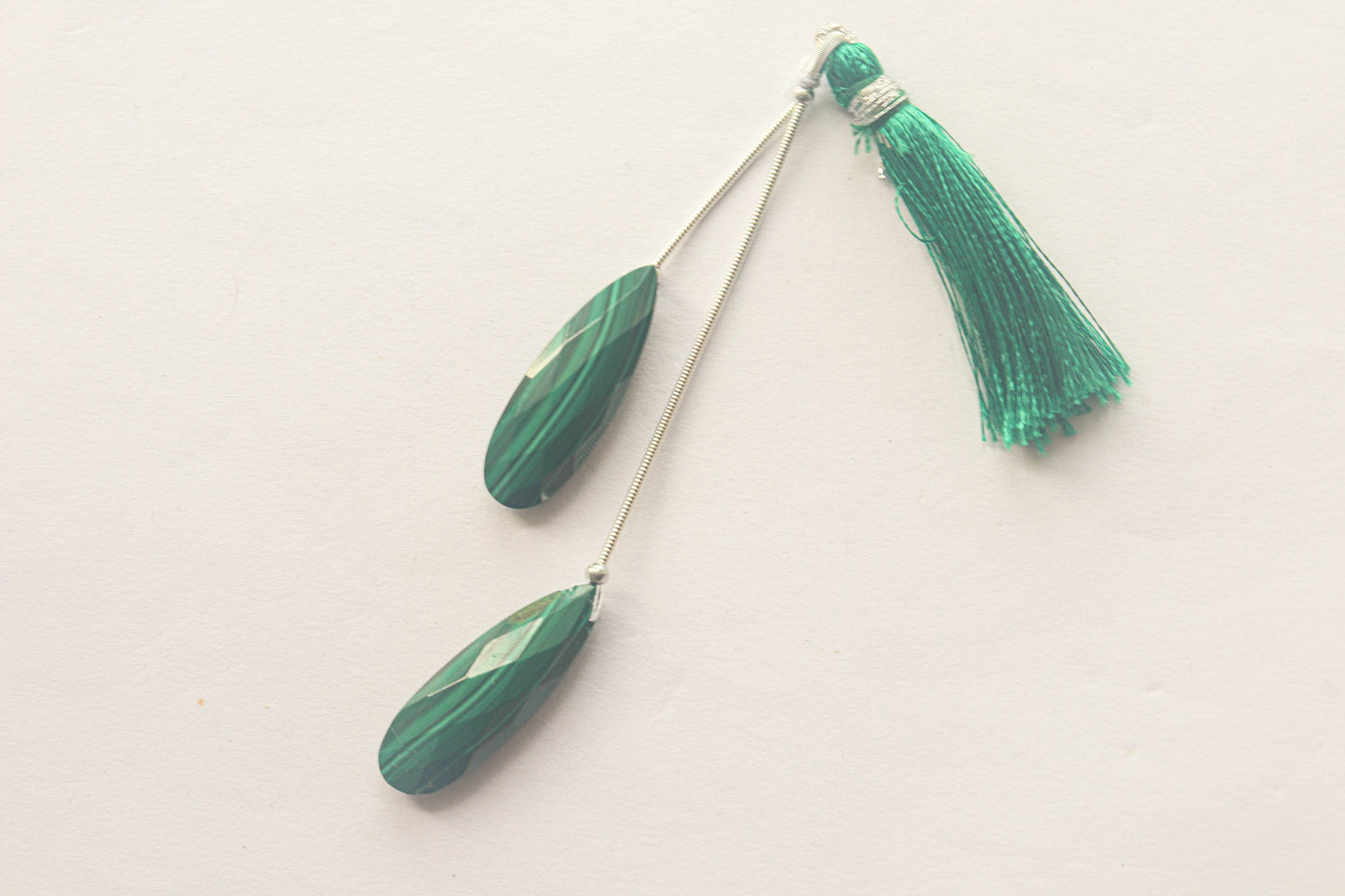 Malachite Pear Shape Matching Pair Faceted Briolette, 10x30mm, Side Drill, Hand Polished Natural Moonstone, Beadsforyourjewellery