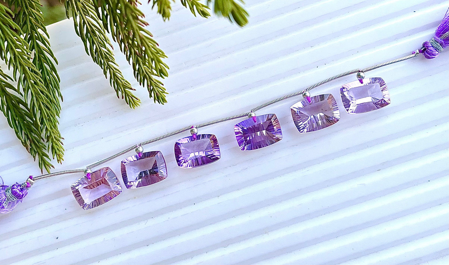 Pink Amethyst Baguette Cushion Shape Concave Cut Beads, 10x14mm, 6 Pieces, Face Drill, Natural Gemstone, Beadsforyourjewellery