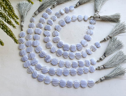 18 Pieces BLUE LACE AGATE Fancy Crown Cut Beads, 8 Inch String, Natural Gemstone Beads, Beadsforyourjewellery