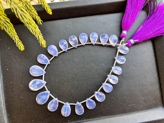 21 Pieces Lavender Quartz Briolette Faceted Pear Shape, Perfect Lilac Color, 8 Inch String, Lavender Quartz Beads, Beadsforyourjewelry