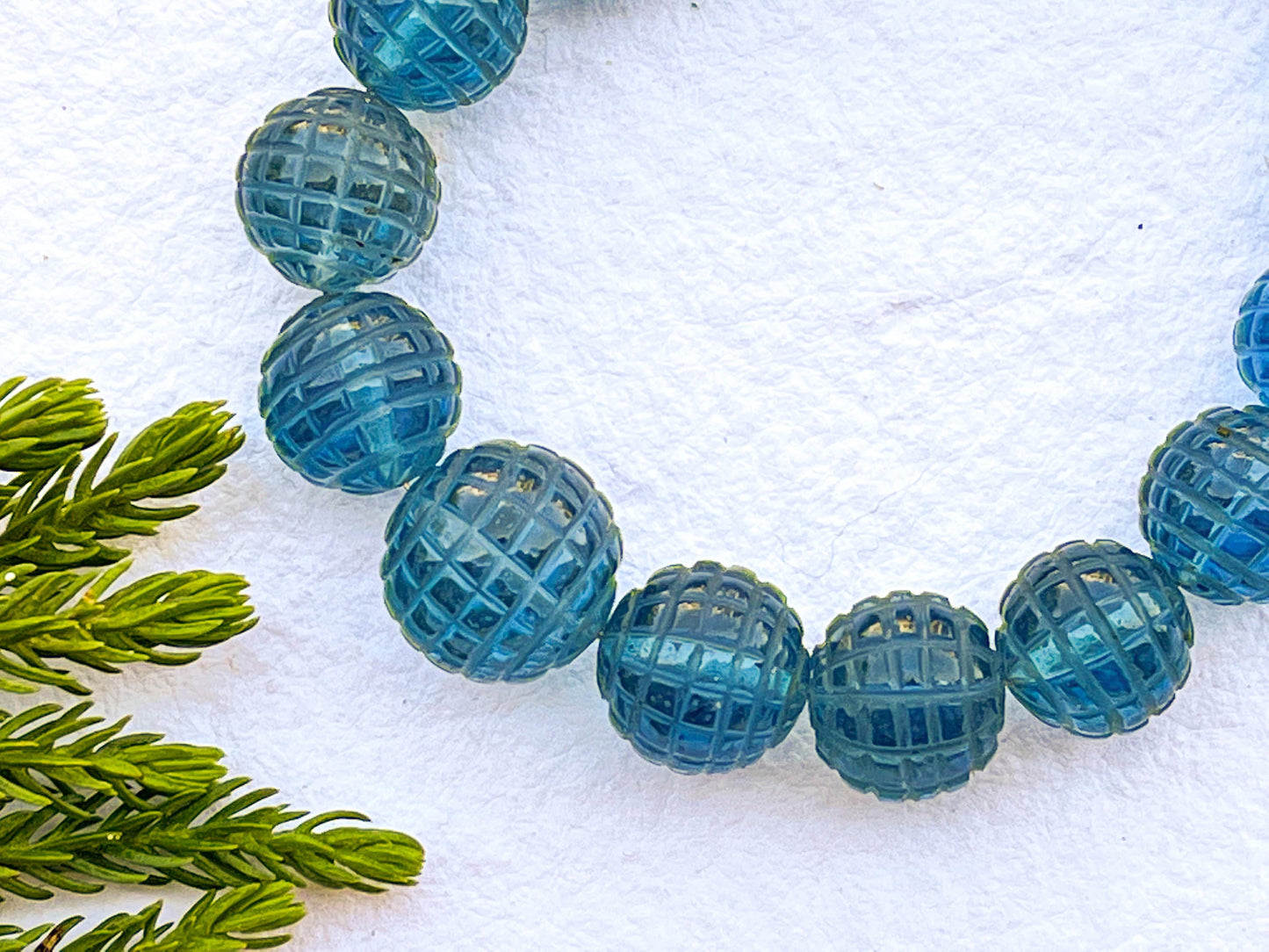 Swiss Blue Topaz Concave cut Spherical Shape Beads