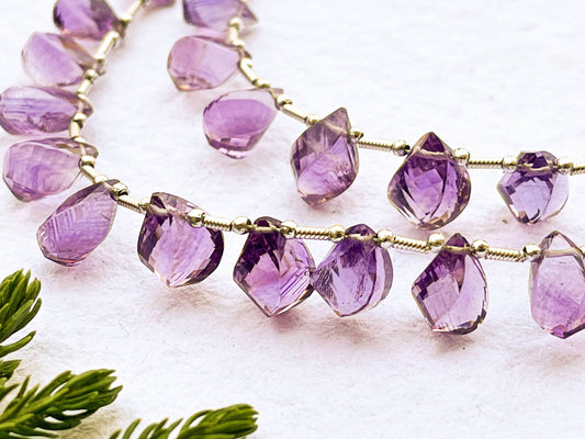 Amethyst Twisted Shape faceted Drops