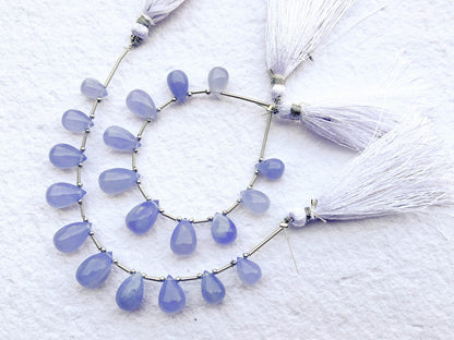 Natural Blue Chalcedony Drops Smooth