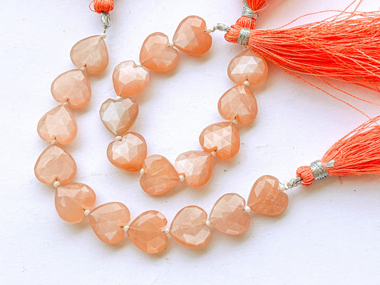 PEACH MOONSTONE Heart Shape Faceted Beads