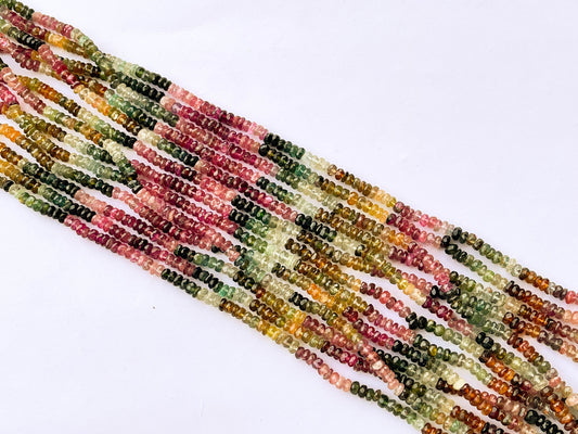 MULTI TOURMALINE Rondelle Faceted Beads