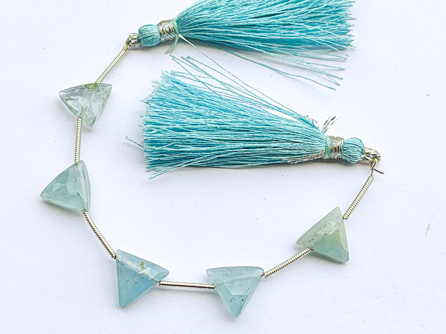 5 pieces AQUAMARINE Triangle Shape Faceted Briolette Beads, Natural Aquamarine Gemstone Beads, Aquamarine Briolette, 10x10mm