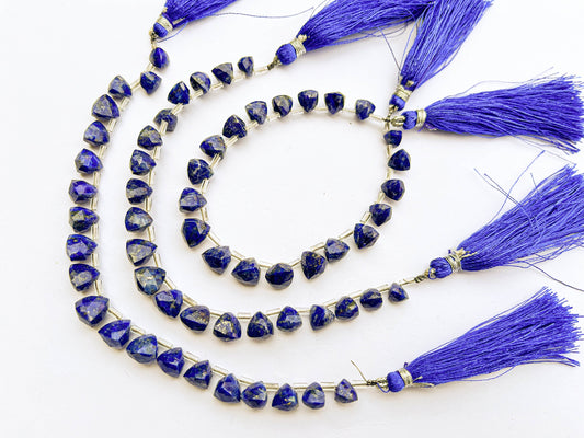 20 pieces LAPIS LAZULI 3D Trillion Shape Beads, Lapis Lazuli Pyramid Shape Beads, Natural Lapis Lazuli Triangle Shape , 6x6mm to 8x8mm