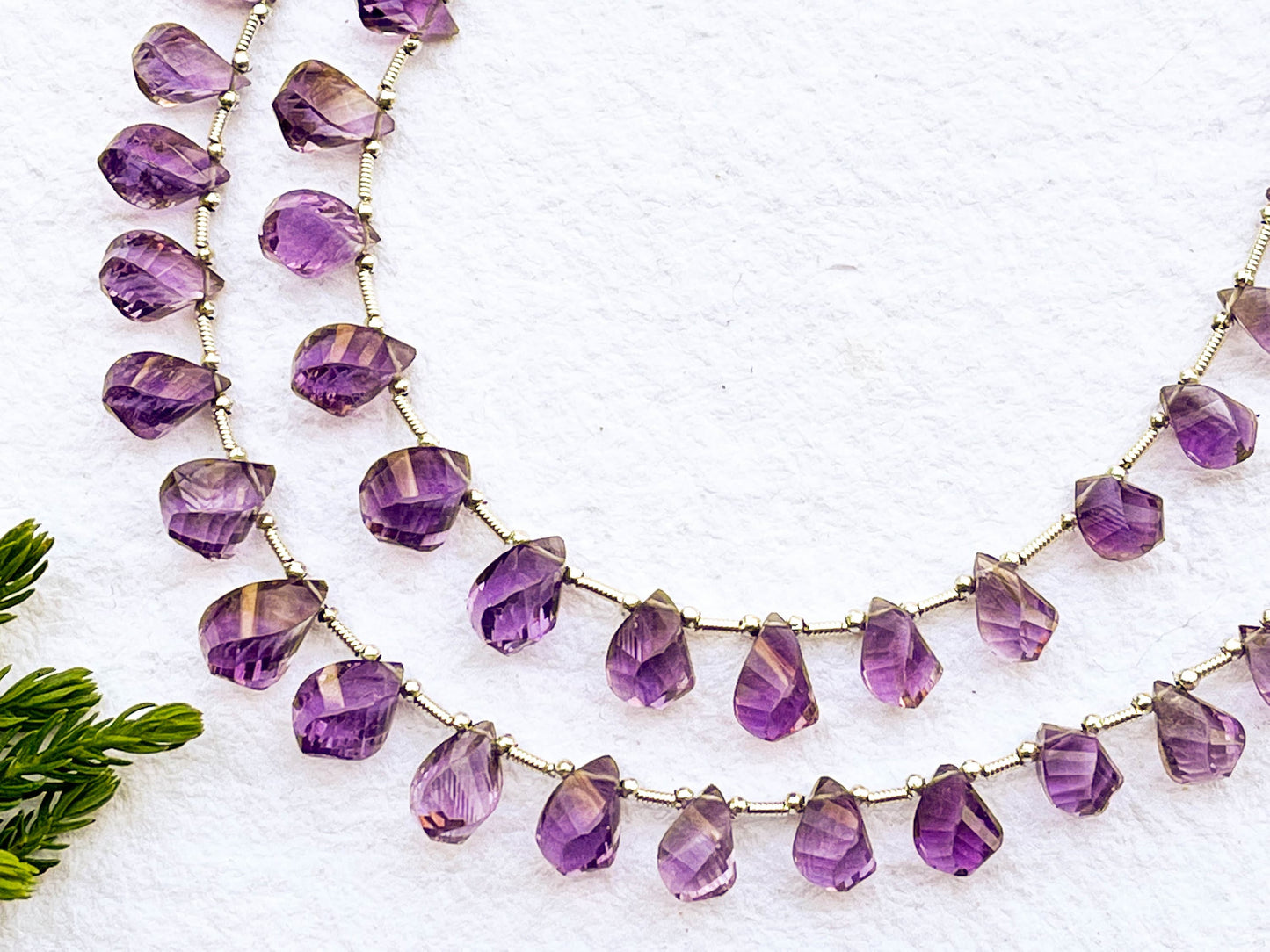 Amethyst Twisted Shape faceted Drops